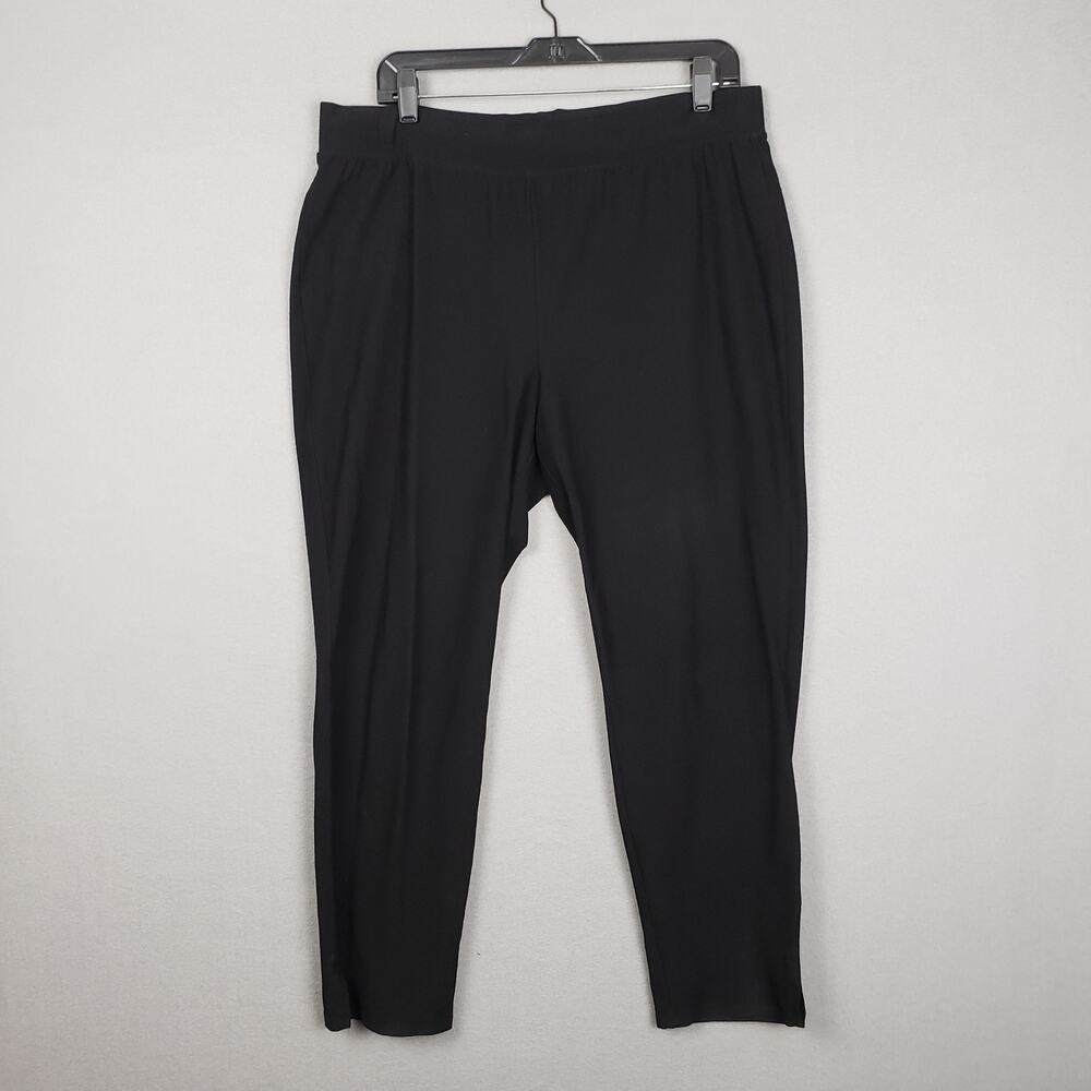 Eileen Fisher Women's L Pull On Legging Pants Solid Black Comfy Casual Lounge